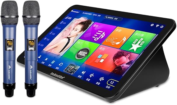 Karaoke System, InAndOn 15.6 inch Capacitive Touch Screen Karaoke Machine with Wireless Microphone, Real-time Score, YouTube, iCloud Song Update, 4T