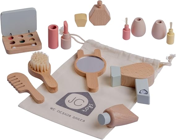 JC Toys Parfait Collection | Real Wood 10 Piece Personal Care-Make Up Set | for Dolls and Stuffed Animals Ages 3+ | Twiggly Toys