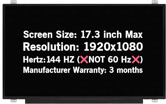LCD Replacement B173HAN03.2 AUO329D B173HAN03.0 AUO309D B173HAN03.1 AUO319D N173HCE-G3A CMN175B LP173WFG-SPD2 Non-Touch Screen 17.3" 40 Pins 144 Hz FHD 1080P Display Panel (with Bracket)
