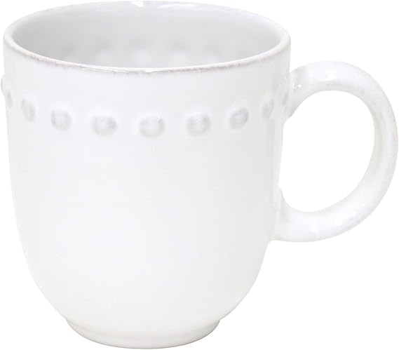 Costa Nova Ceramic Stoneware 12.5 oz. Mug - Pearl Collection, White | Microwave & Dishwasher Safe Dinnerware | Food Safe Glazing | Restaurant Quality Drinkware