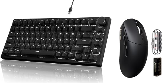 AJAZZ Attack Shark AK820 Mechanical Gaming Keyboard and X8 PRO Wireless Gaming Mouse-Black