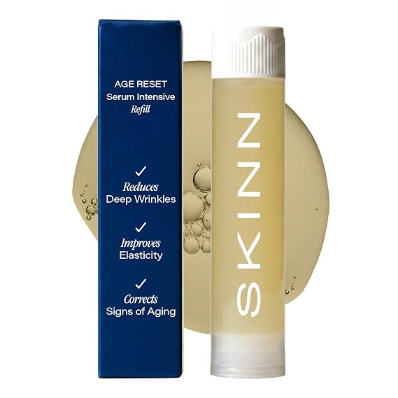 SKINN Deep Wrinkle Face Serum Refill Pack, Intensive Age Reset Serum for Face - Hydrating & Brightening Anti Aging Facial Skin Care Products, Fine Lines & Wrinkles - Collagen, Vitamin C, Retinol & NAD
