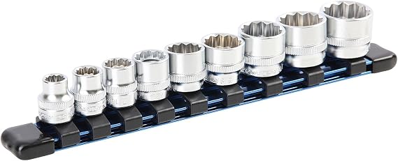 OEMTOOLS Stubby Socket Set 9-Pc, SAE 12 Point Socket Set 3/8 Drive | Shallow Sockets for Tight Spaces, Hard Chrome Finish, Rust Resistant 3/8 Drive Sockets, Sizes 5/16"-13/16", Mechanic Tools