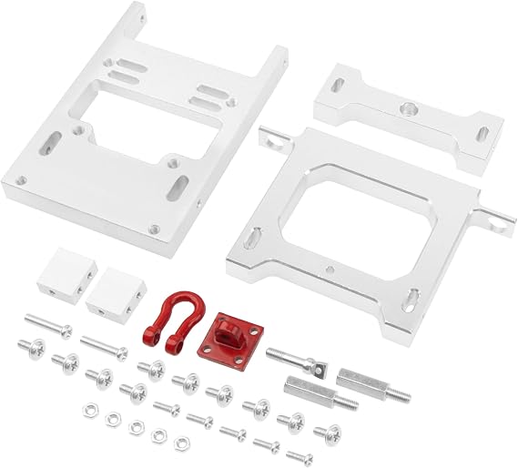 Metal Steering Servo Mount Fixed Bracket & Rear Bumper Trailer Hook Compatible with WPL B1 B14 B16 B24 B36 1/16 RC Car Upgrade Parts