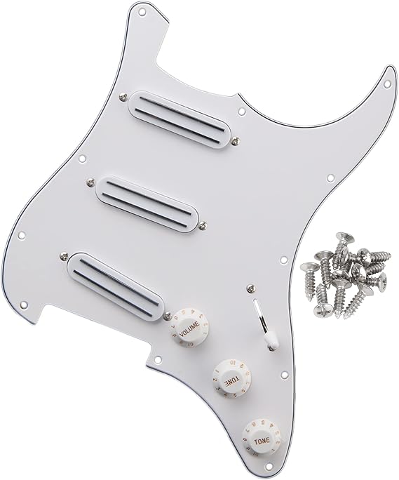 lovermusic lovermusic B500K/A500K Tone Dual Rail Pickups Pickguard 11 Hole Replacement for Electric Guitar White