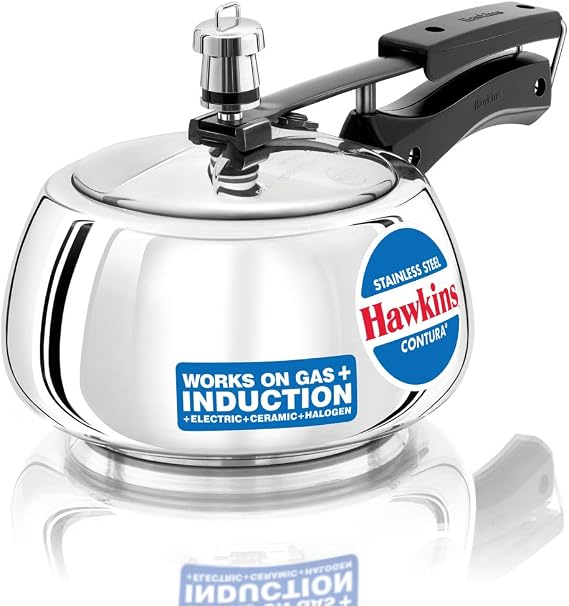 HAWKINS SSC20 Stainless Steel Pressure Cooker, 2 Liter, Silver