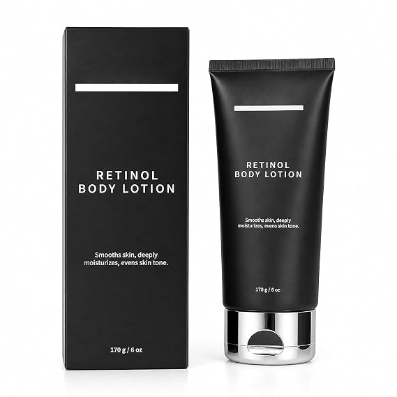Retinol Body Lotion, Firming Body Cream for Crepey Skin, Moisturizing Anti-Aging Lotion for Neck, Arms, Legs & Full Body Skin Care, 170g