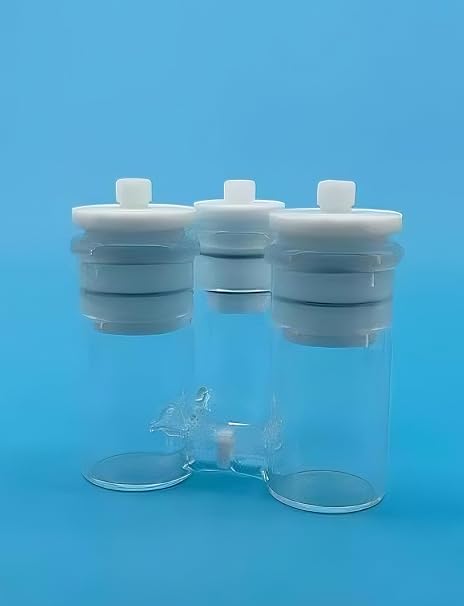 Three-Neck H-Type Electrolysis Cell with Glass Frit Separation for Three-Electrode Experiments Requiring Separate Electrolytes (50 mL / 50 mL / 30 mL)
