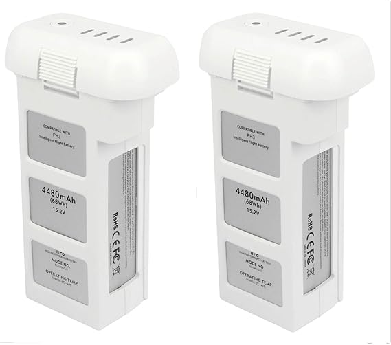 LiPo Replacement Battery for DJI Phantom 3, 15.2V 4480mAh Intelligent Flight Battery Compatible with DJI Phantom 3 Standard, DJI Phantom 3 Pro, DJI Phantom 3 Advanced, DJI Phantom 3 Series (2 Packs)