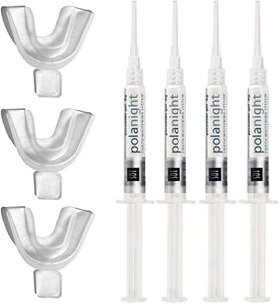 Gel+trays!!! Polanight 22% 4 Syringes of Teeth Whitening/bleaching Gel + Trays. Dental Health Care