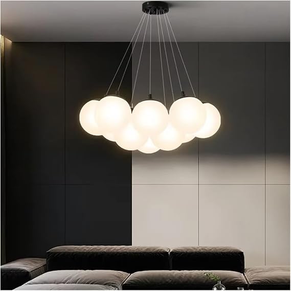 Modern LED Chandeliers Milk White Glass Ball Pendant Hanging Lighting Living Room Kitchen Restaurant Hotel Chandelier,Modern Lighting 1(Warm White)