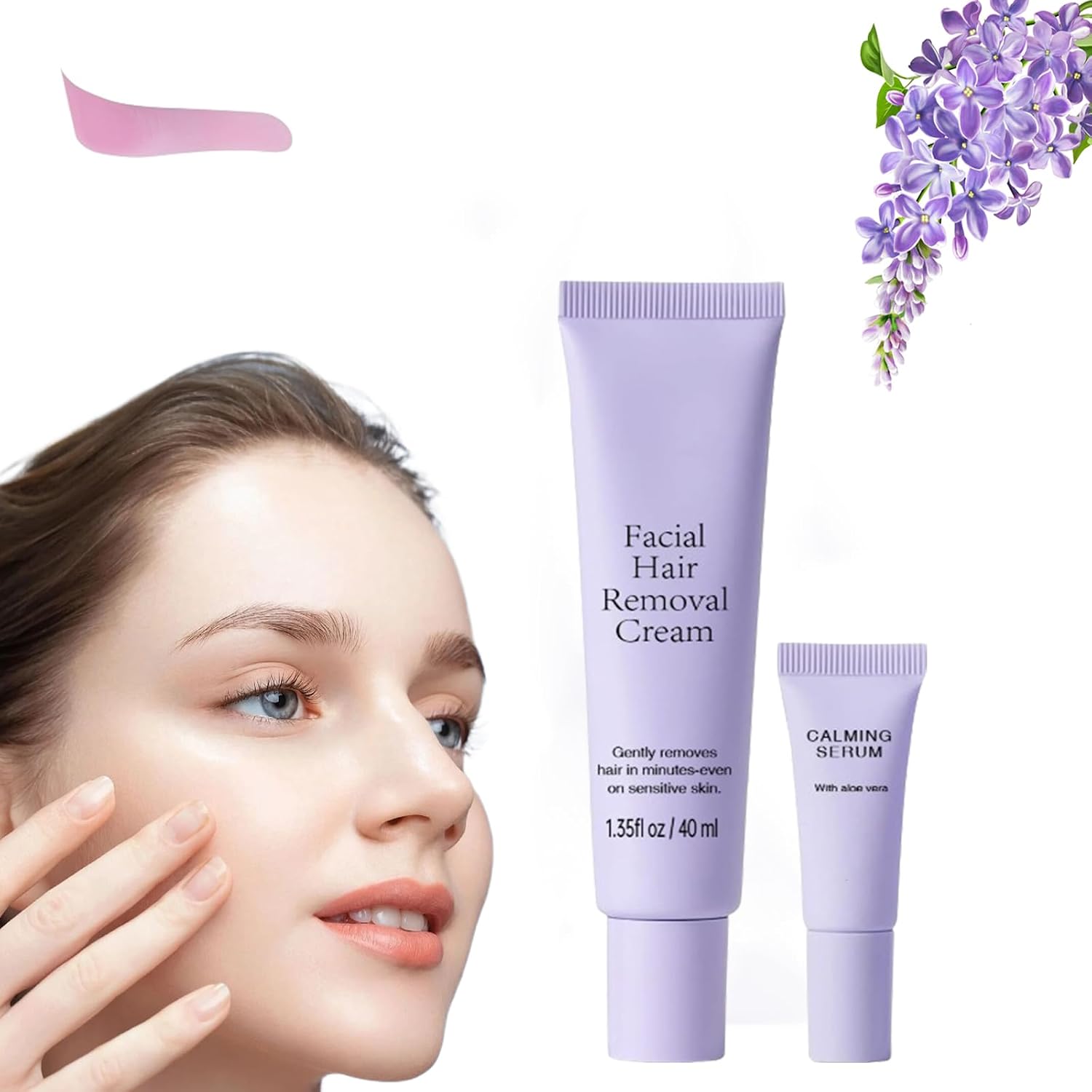 Facial Hair Removal Cream with Calming Serum,Gentle & Effective Hair remover Cream,Lasting Smooth Skin,Suitable for All Skin Types 1