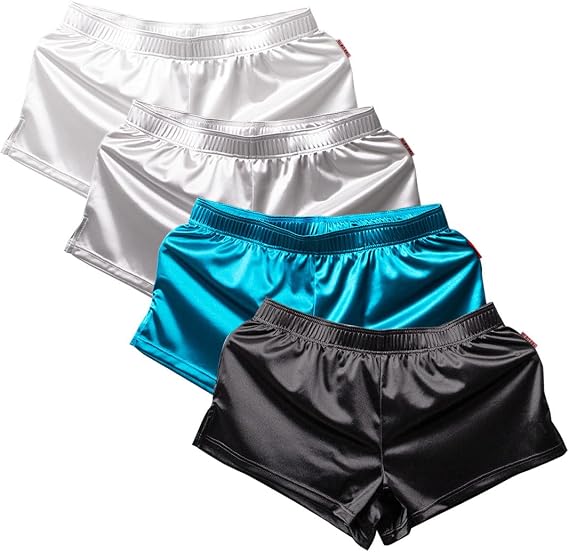 TAPUU Mens Satin Boxer Shorts Ice Silk Pajamas Boxers with Lining Pouch
