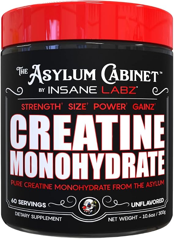 Insane Labz Creatine Monohydrate - Unflavored, Supports Increased Strength, Size and Power, 5g Per Serving, 60 Servings
