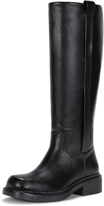 Vepose Women's Black Knee High Square Toe Riding Boots