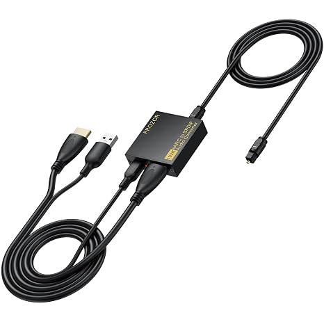 PROZOR HDMI eARC/ARC to Optical Audio Extractor, eARC Audio Converter 7ft | Supports Dolby/DTS 5.1, Enhanced 192KHz HDMI eARC/ARC to Optical Toslink Adapter for TV to Soundbar Amplifier Home Theater