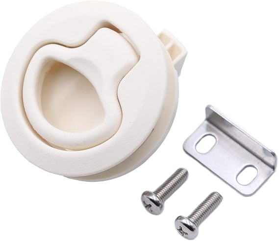 Slam Latch Hatch Round Pull Latch (OWACH AL-958W-3) for Boat Deck RV Cabinet Door Drawers Replace Southco M1-63-7 Push-to-Close (Off-White, 1/2" Door, Non-Locking)