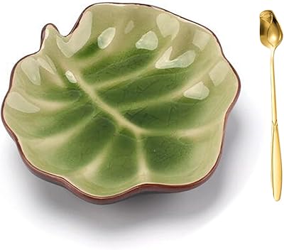 Ceramic Spoon Rest for Stove Top Cute Leaf Shaped Spoon Holder for Kitchen Countertop Cooking Kitchen Spoon Rest Utensil Rest Spatula Rest