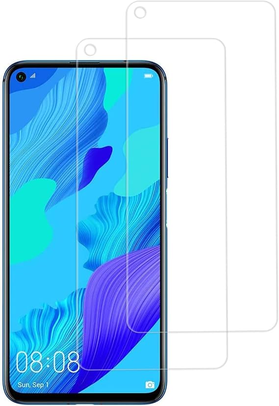 Tempered Glass Screen Protector for Huawei Nova 5T, Set of 2, Glass Made by AGC, 9H Hardness, Shatterproof, Prevents Fingerprints, Adheres Automatically, Prevents Air Bubbles, LCD Protector