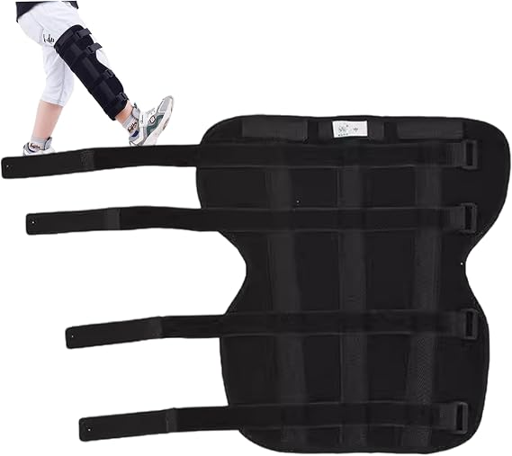 Knee Immobilizer Knee Immobilizer for Kids Adjustable with 3 Aluminium Alloy Plate Breathable Polyester Leg Brace with Fastening Tape, M