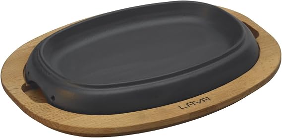 Lava Pişirme Kabı, LV ECO HP 1219 T13 K4 Oval Pişirme Gözü ve Ahşap Plaka, Ölçüler 12 x 19 cm, Dökme Demir, Siyah