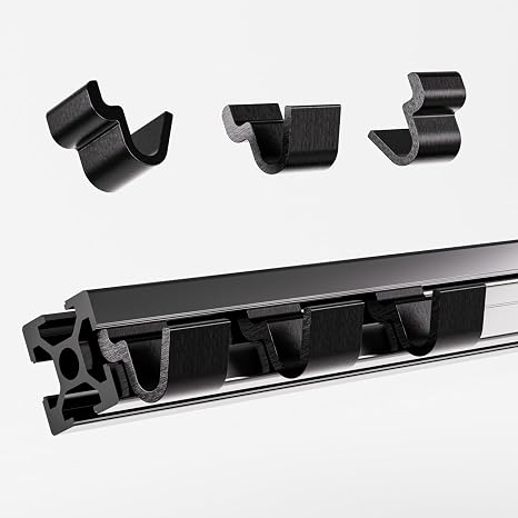 Series Mini Hanging Hooks, 20PCS T-Slot Aluminum Profile Accessories for European Standard Aluminum Extrusion, Black Linear Rail Hooks for 3D Printer Parts and CNC DIY (4040)