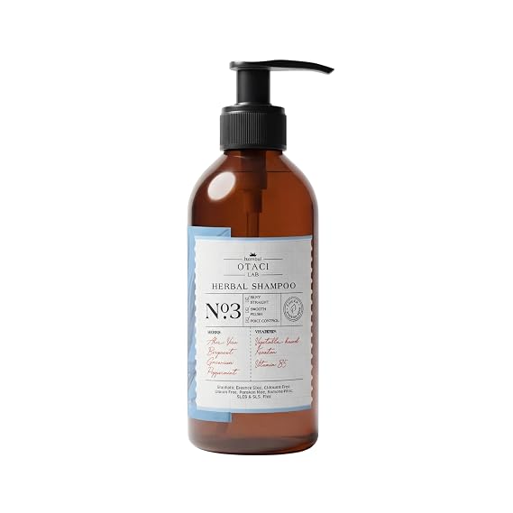 OTACI Lab No:3 Frizz-Control & Hair-Straightening Shampoo Vegan, Sulfate-Free Formula with Aloe Vera, Herbal Keratin & Vitamin B5 for Smooth, Sleek, Tangle-Free Hair (250 ml)