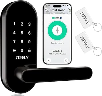 Keyless Entry Keypad Smart Door Lock with Handle & Knob Digital Deadbolt for Front, Bedroom, Office & Interior Doors, App Control for Airbnb, Guests & Kids, Easy DIY Install (No Fingerprint)