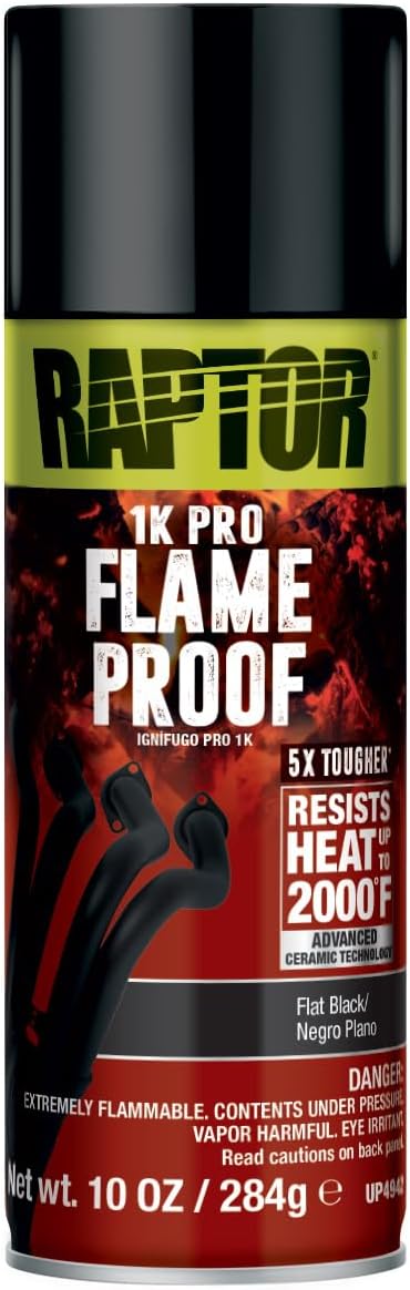 RAPTOR Flameproof Automotive Body Paint, Professional Grade, Flat Black