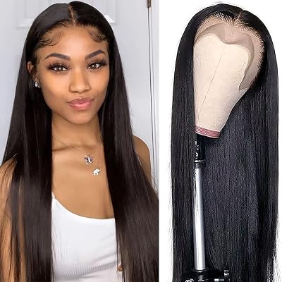 30 Inch Lace Front Wigs Human Hair 13x6x1 HD Straight T Part Lace Wig Human Hair 150% Density Brazilian Lace Frontal Wigs for Black Women Pre Plucked With Baby Hair Natural Color