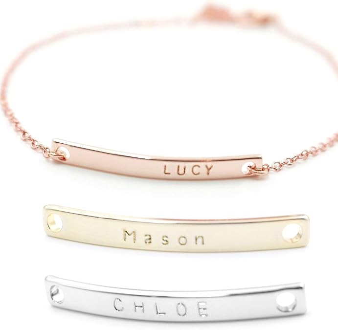 Personalized Name Bar Bracelet for Women in 925 Sterling Silver or Stainless Steel, Custom Engraved Adjustable Chain, Dainty Minimalist Jewelry, Birthday Anniversary Bridesmaid Wedding Gift