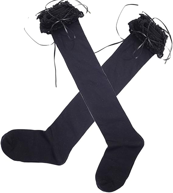 Thigh High Stocking Lolita Lace Top Over the Knee High Socks for Women Girls Cotton Long Socks PTK12-3N