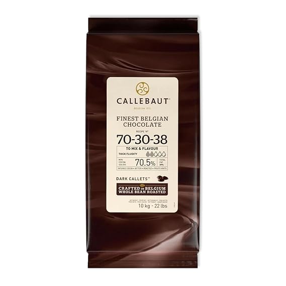 Callebaut Belgian Dark Chocolate Callets, 70.5% Cocoa, 10 Kg Bag, Halal, Kosher Certified, Premium Extra Bitter Chocolate, Perfect for Baking, Imported from Belgium, Gourmet Quality for Chefs