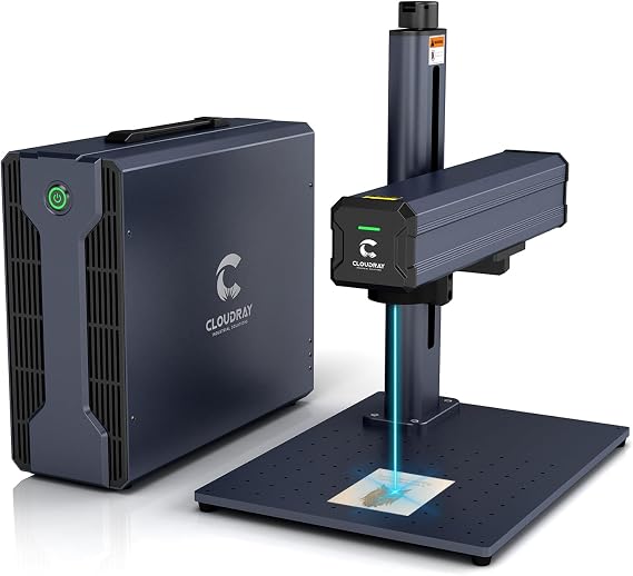 Cloudray Fiber Laser Engraver 30W, Class 1, LightBurn Compatible Fiber Laser 4.3"x4.3" with Rotary Axis Solid State Laser Marking Machine (CLM30F), Metal Fabrication