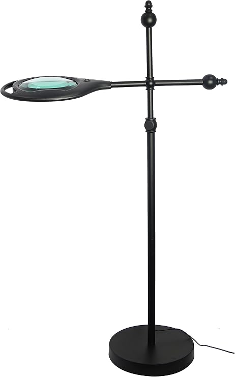daylight24 Glass Floor Stand 5X LED Light Magnifier
