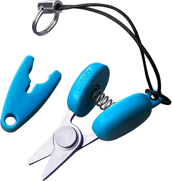 CANARY Mini Travel Scissors 1.3" - TSA Approved Portable Tiny Scissors for Yarn, Sewing, Paper - Micro Keychain Snips with Safety Cap, Japanese Stainless Steel Blade, Made in Japan, Blue