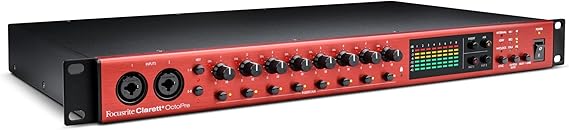 Focusrite Clarett+ OctoPre Professional Quality 8-in/8-out ADAT Mic Preamp for Music Production, with High Dynamic Range, Ultra-low Noise, and All-analogue Air | ADAT Expander, 8 Clarett Mic Preamps, 2 Hi-Z JFET Inputs, 8 Balanced Outputs, Inserts, Air Mode, 24-Bit/192kHz, 124dB