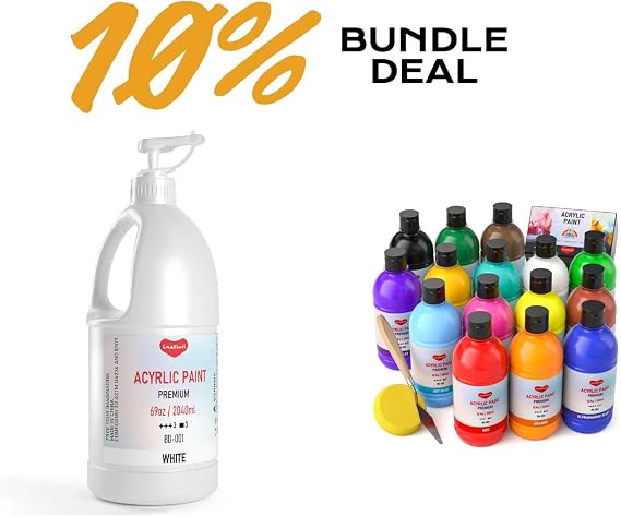 White Acrylic Paint Large Bottle and 15 Colors Acrylic Paint Set