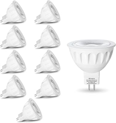 Wixann MR16 LED Bulbs Dimmable, 5W 3000K Soft Warm White, 450LM,12-Volt Gu5.3 Bi-Pin Base, 40 Degree Spot Lighting for Indoor. 10 Pack