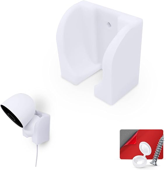 Wall Mount for Google Nest Wired 2nd Generation Security Camera - Adhesive & Screw-in, Easy Slot-in Design (White) by Brainwavz