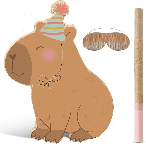 Aoriher Capybara Pinata with Stick Blindfold Confetti for Kids Birthday