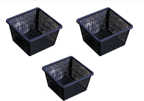 Pond H2o Square Plastic Mesh Plant Baskets, 13 Inch (34cm) Wide, 3 Pack