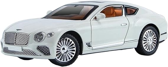 Die-cast Metal Vehicles 1:24 Scale for Bentley Continental GT LuxuryCar Die Casting Alloy Car Model Simulation Mini Vehicle Dynamic Display Model Collector Cars(White)