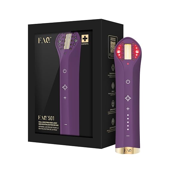 FAQ 501 Red LED Face Light - Advanced Skin Refining Beauty Light | Red light, LED face light, 650nm, skin radiance, skin texture, app connected, USB rechargeable, all skin types
