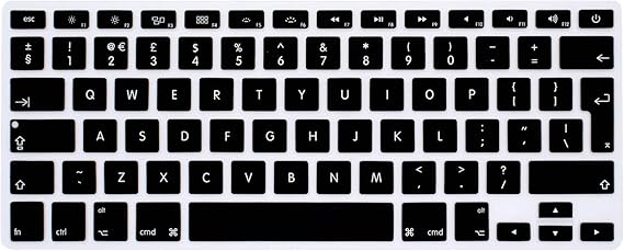 HRH English Black Keyboard Cover for MacBook Air Pro 13" 15" 2015 or Older