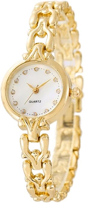 ADSBIAOYE Women Gold Bracelet Wrist watchs Minimalist Diamond watchs Stainless Steel Quartz Waterproof watchs (01 Gold)