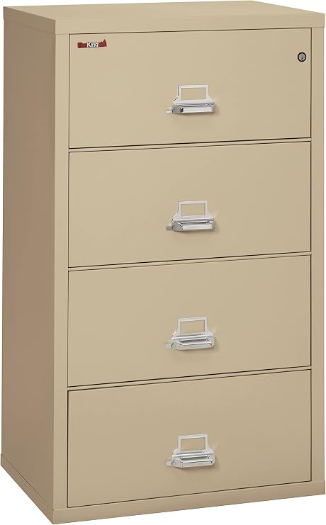 FireKing Lateral 4 Drawer Fire Rated File Cabinet, Parchment