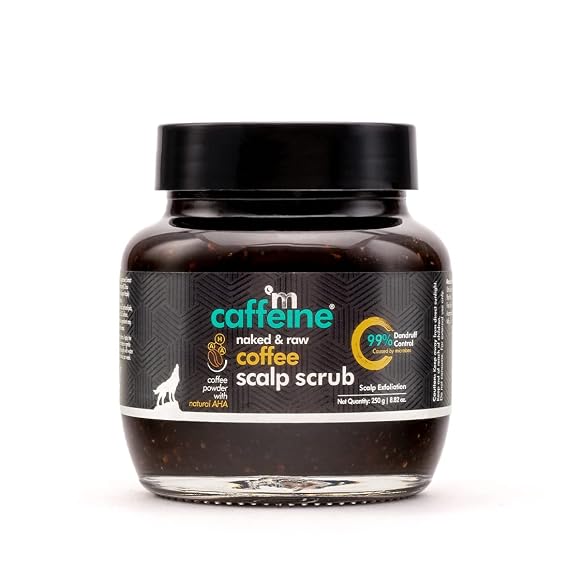 mCaffeine Naked and Raw Coffee Scalp Scrub - Scalp Cleanser Dandruff Removal - Suitable for All Hair Types - Natural Aha - Scalp Exfoliation - 8.82 oz