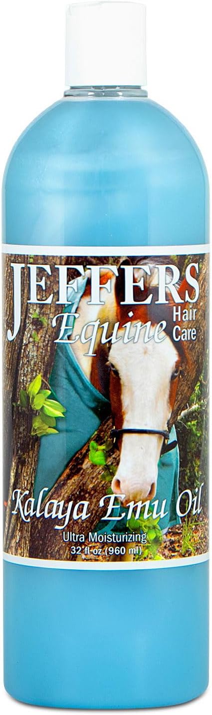 Jeffers Equine Kalaya Emu Oil Horse Shampoo, 32 oz Soap & Detergent Free, Coconut Base Moisturizing Concentrated Shampoo for Horses, Gentle Formula for Sensitive Skin, Grooming & Soft Coat Care