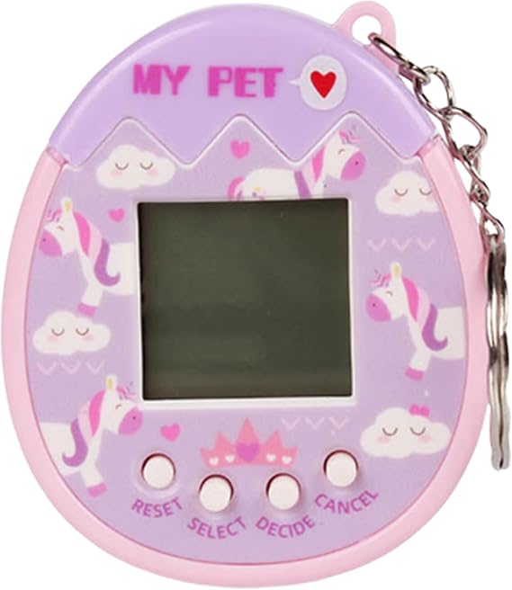Digital Pet Keychain - Giga Pets Electronic Virtual Pet Toy, Durable PP with Stress-Relief Design, Social Skills Development for Kids, Teens & Adults (Birthday Gift) (Purple)